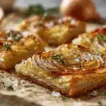 caramelized onion potato thyme slab pie - featured image