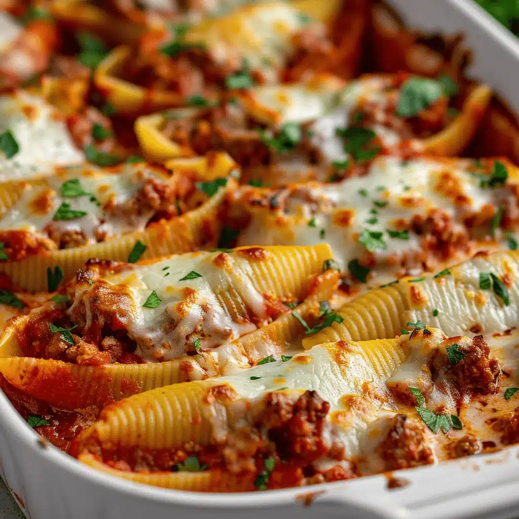 cheesy beef and ricotta stuffed shells pie preparation steps
