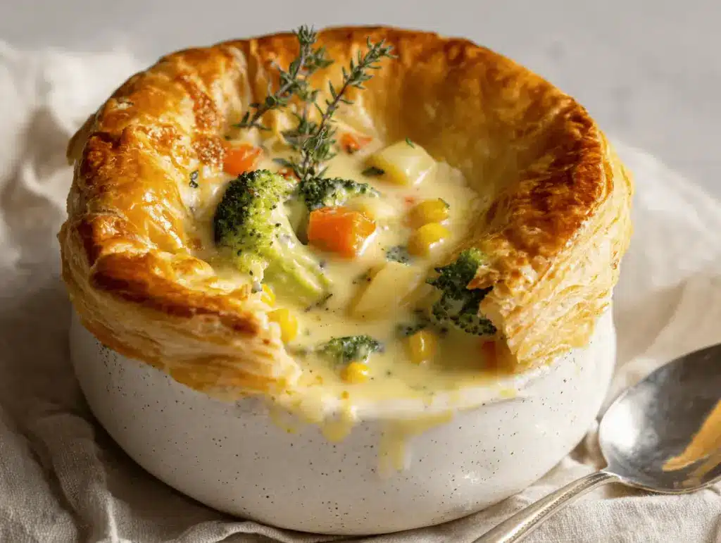 Cheesy Broccoli Potato Soup Pot Pie - featured image