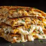 cheesy garlic chicken quesadilla pie - featured image