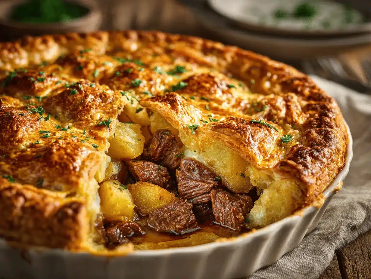 cheesy steak and potato pie preparation steps