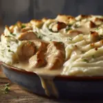 creamy chicken and gravy mashed potato pie - featured image