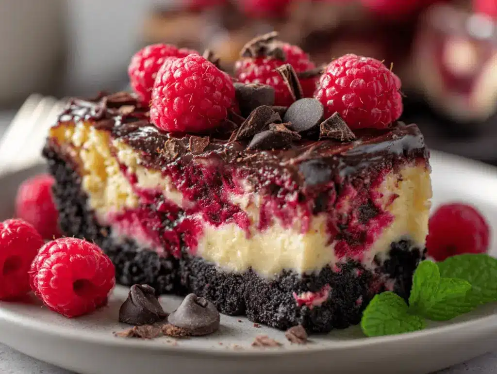 dark chocolate raspberry cheesecake pie - featured image