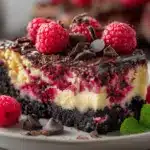 dark chocolate raspberry cheesecake pie - featured image
