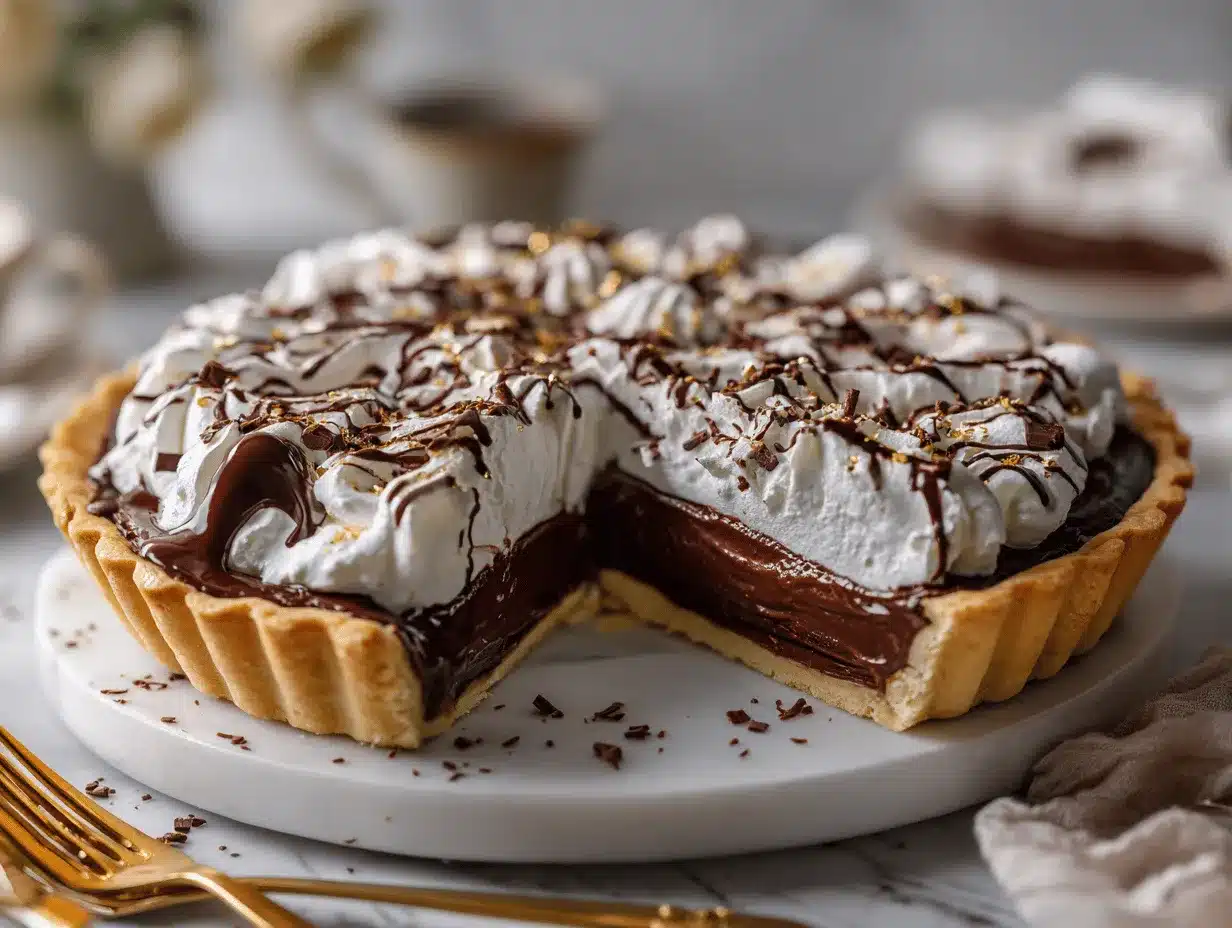 French hot chocolate cream pie preparation steps