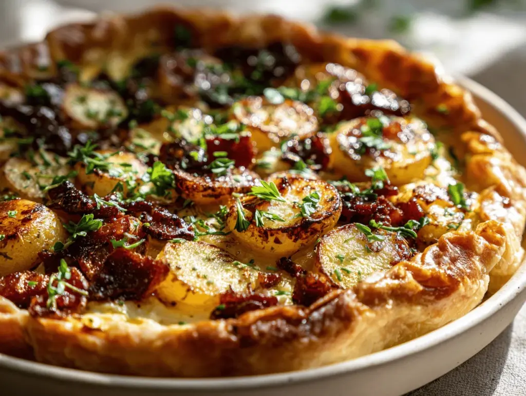 honey bacon roasted potato pie - featured image