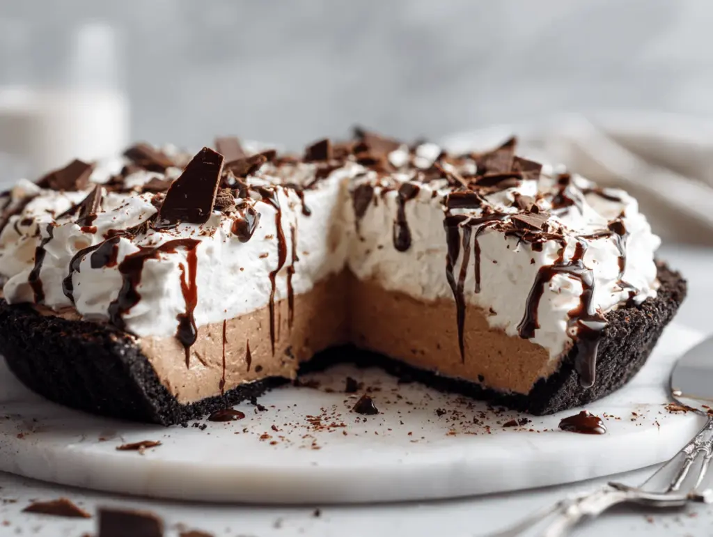 iced mocha coffee cream pie - featured image