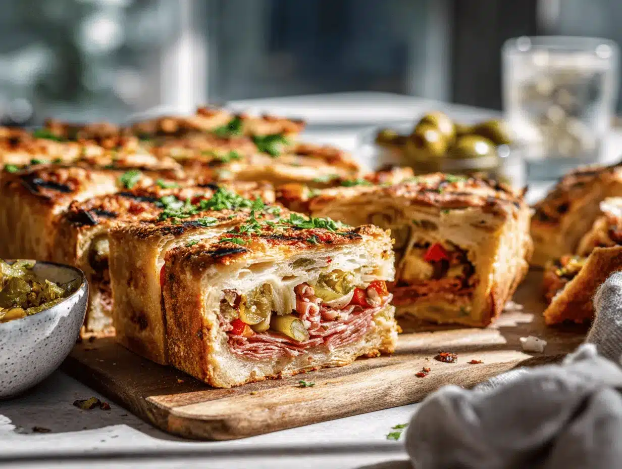 Muffaletta Sandwich Slab Pie preparation steps