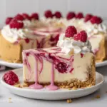 No Bake Raspberry Swirl Cheesecake Pie - featured image