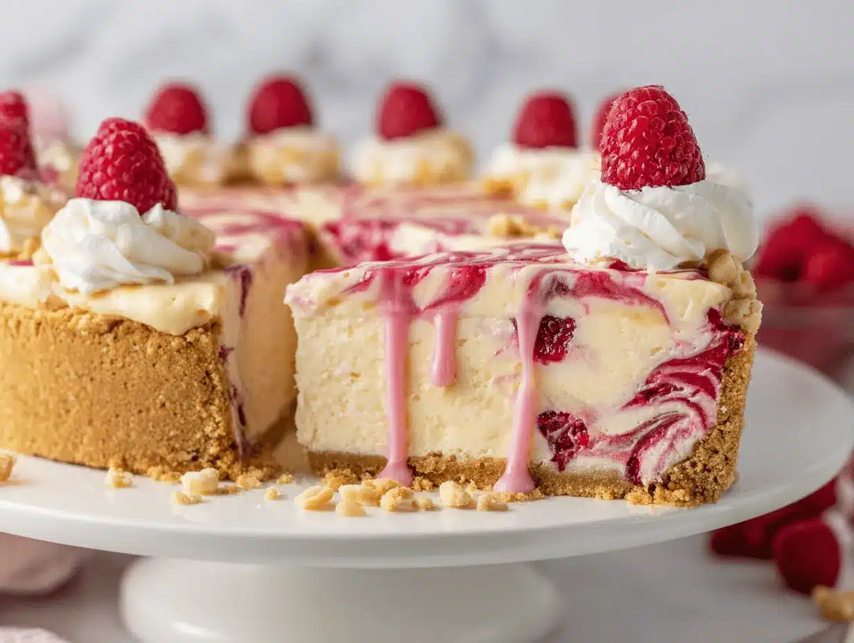 No Bake Raspberry Swirl Cheesecake Pie preparation steps