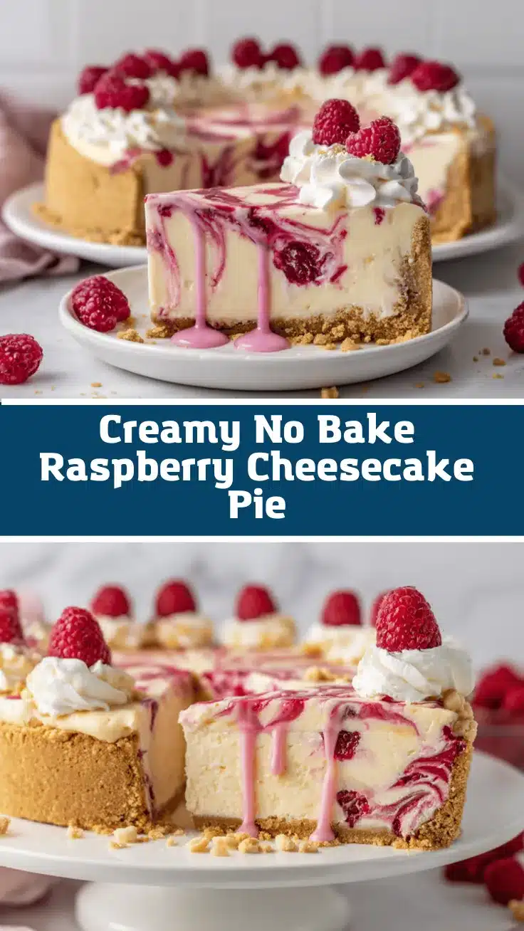 No Bake Raspberry Swirl Cheesecake Pie recipe