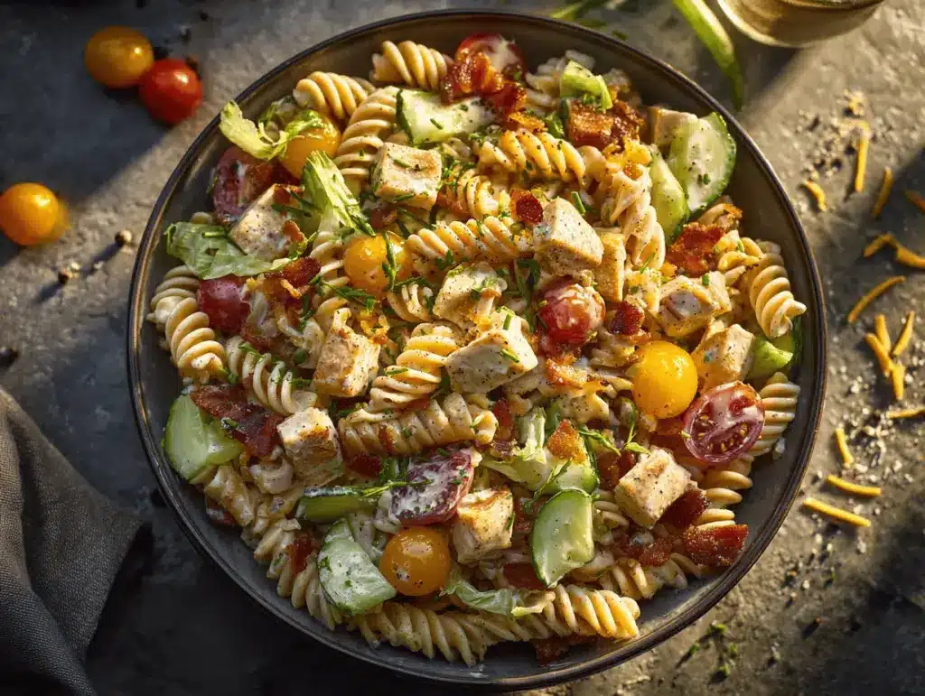 ranch chicken bacon club pasta salad - featured image