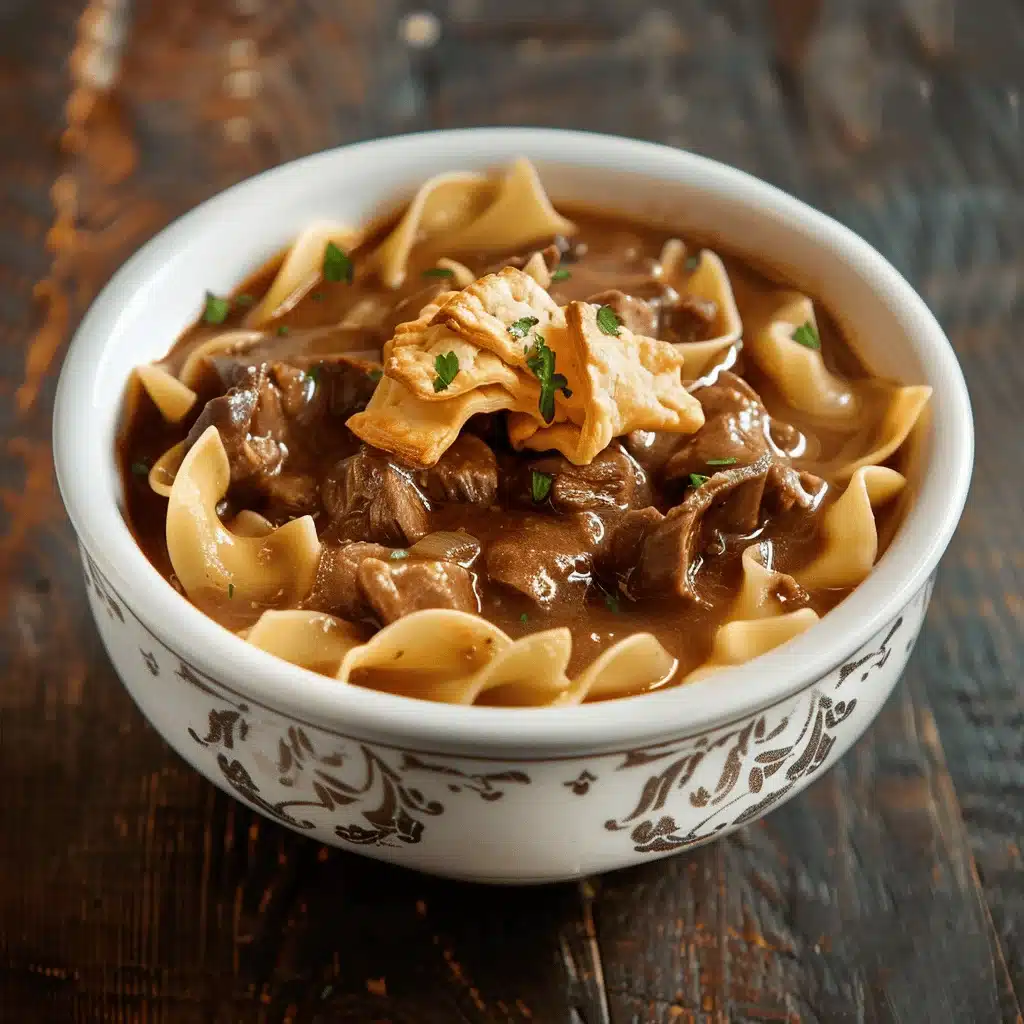 slow cooker beef and noodle pot pie - featured image