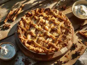 spiced pear apple pie - featured image
