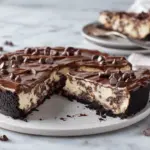 triple layer chocolate chip cheesecake pie - featured image
