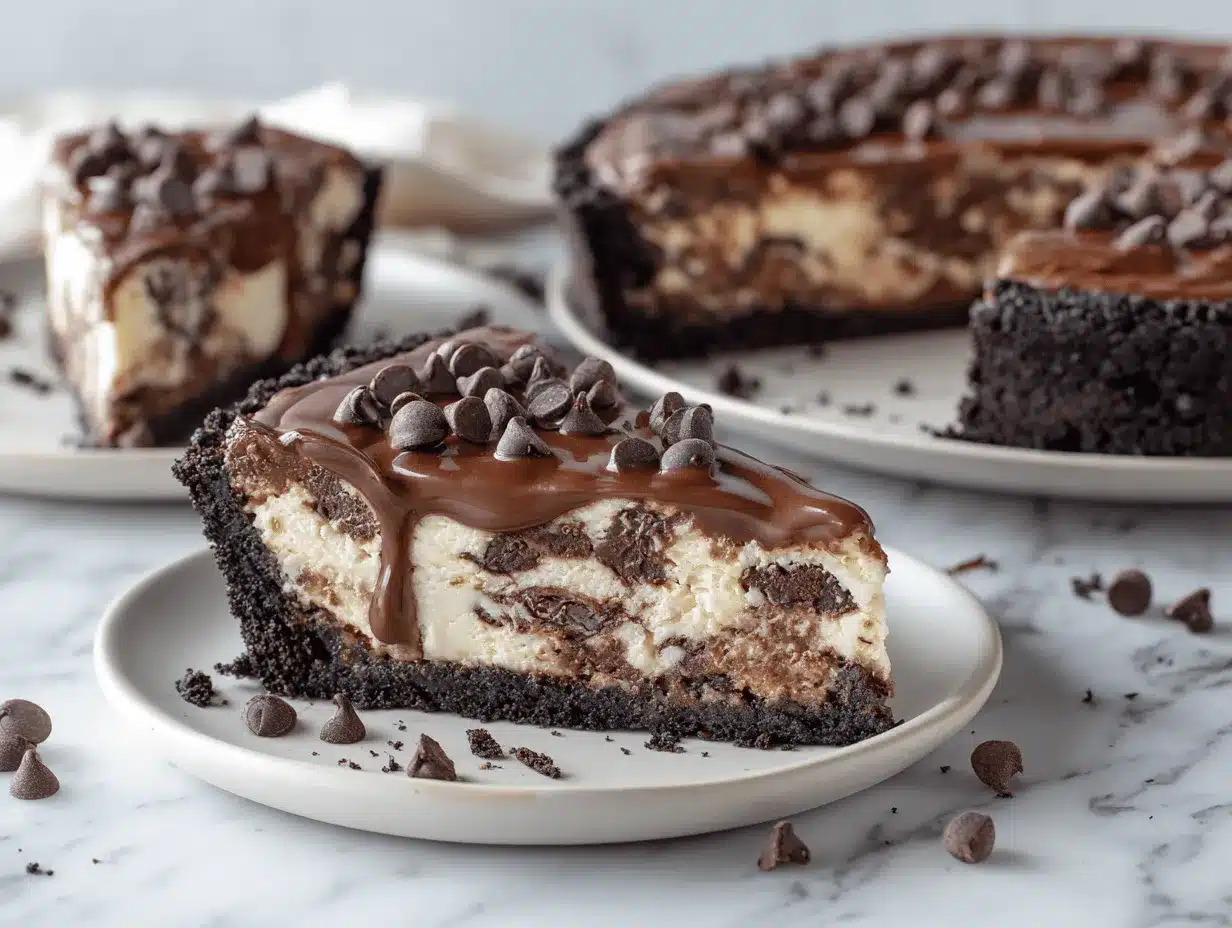 triple layer chocolate chip cheesecake pie preparation steps