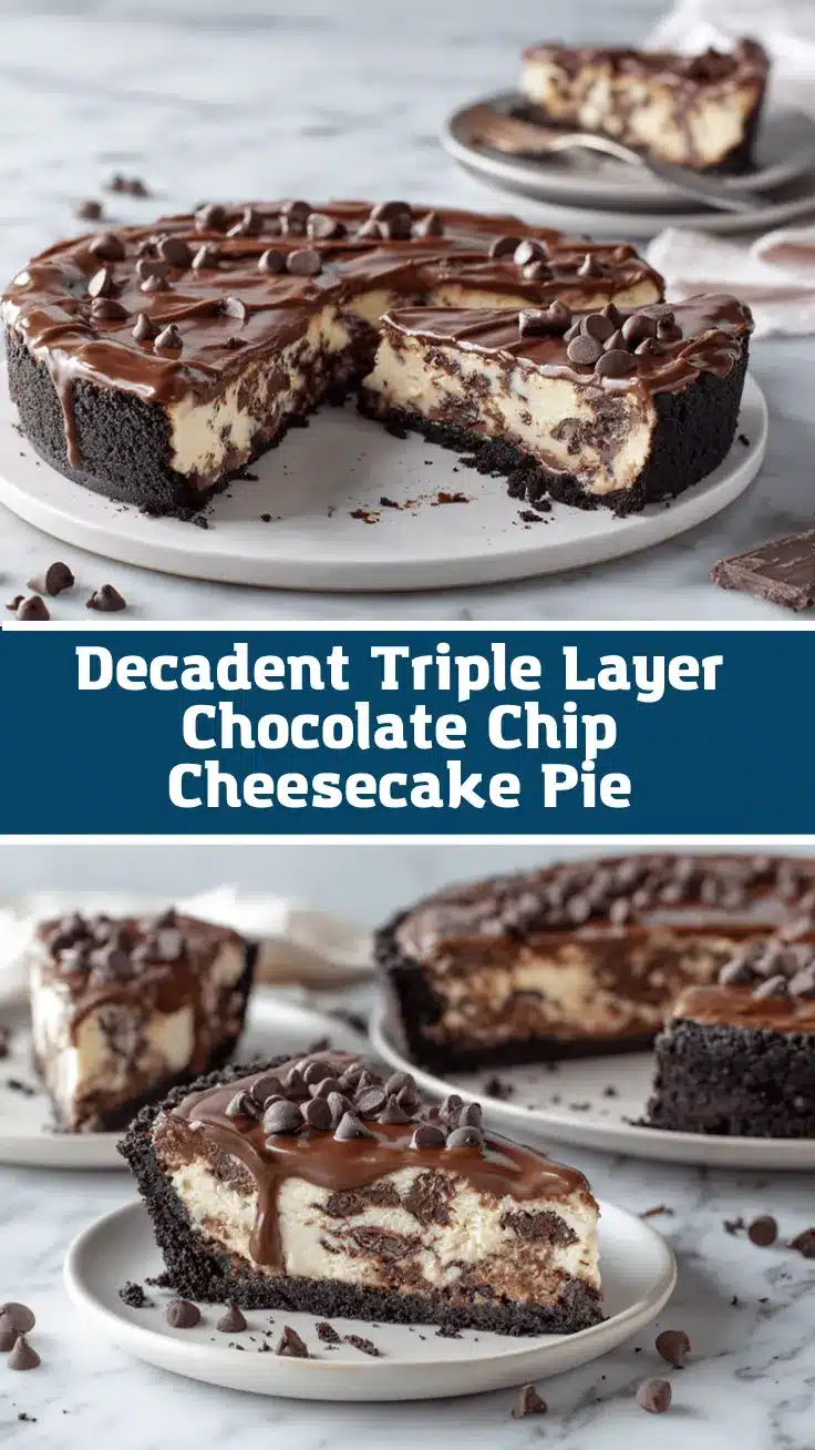 triple layer chocolate chip cheesecake pie recipe