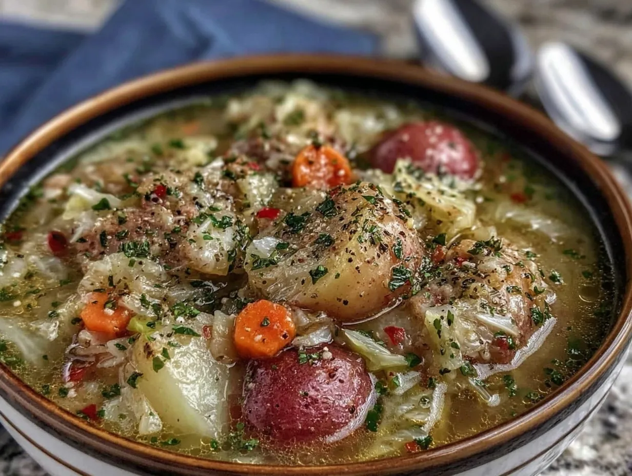 cabbage sausage soup preparation steps