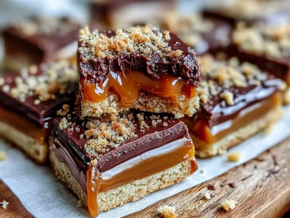 chocolate caramel bars preparation steps