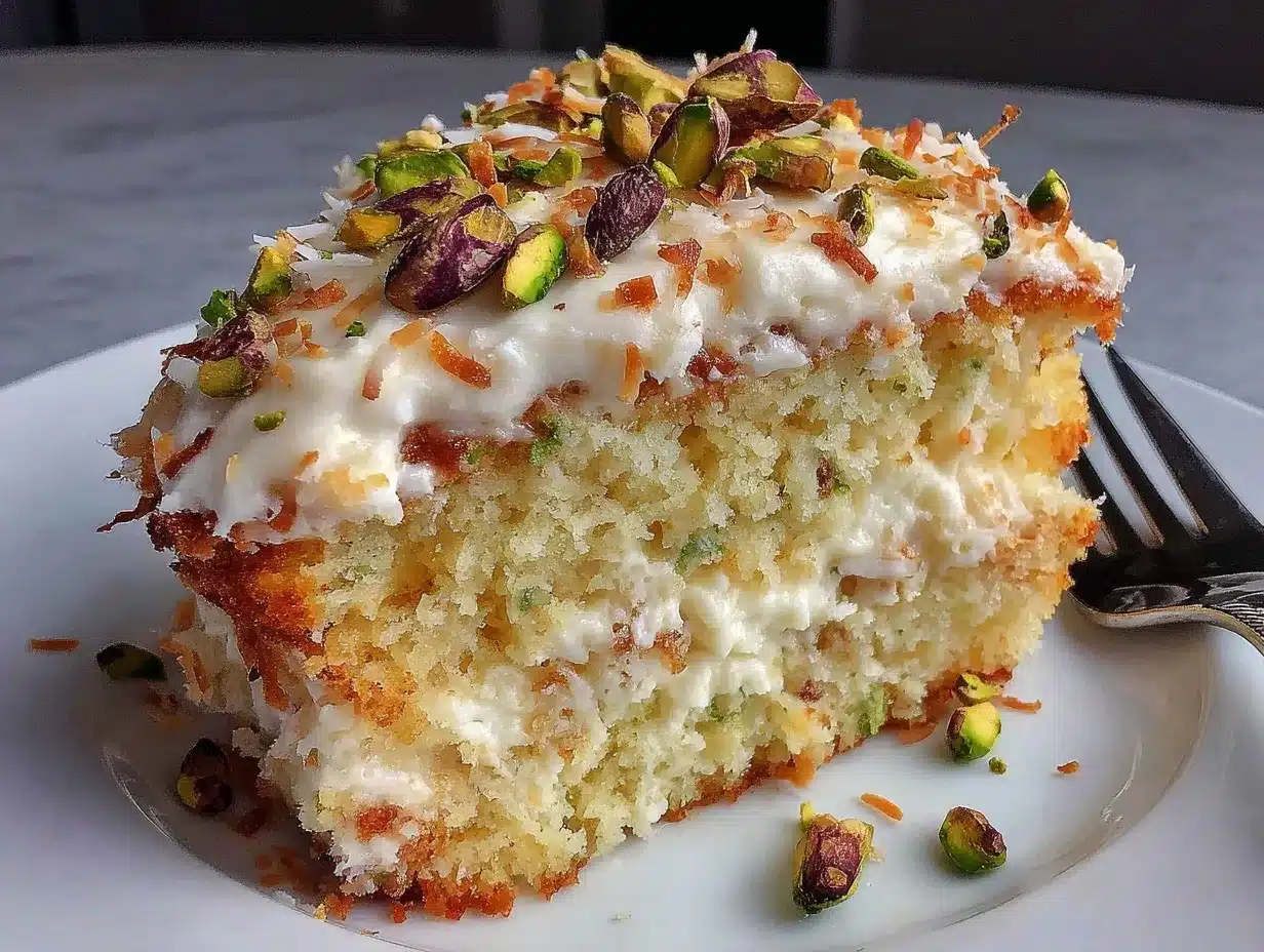coconut pistachio pudding cake preparation steps