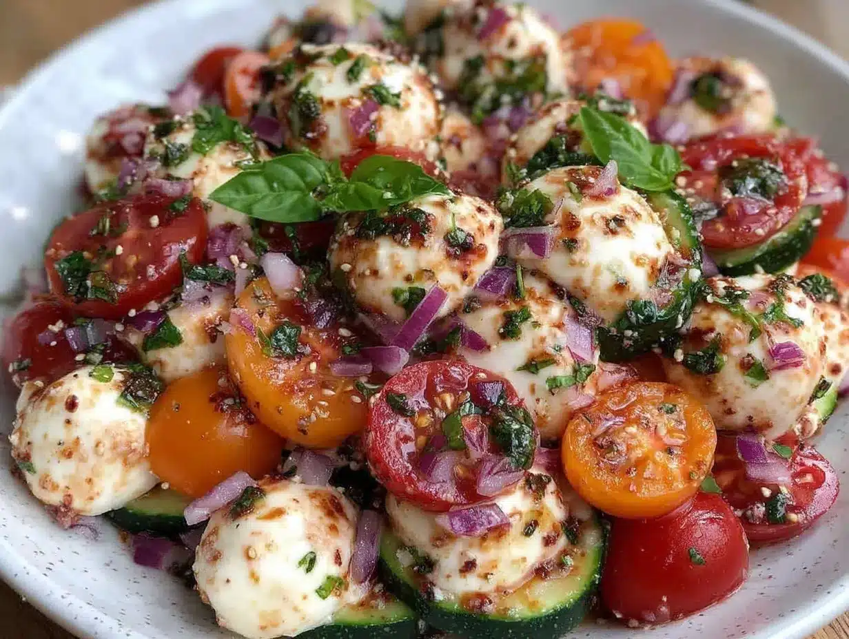 cucumber Caprese salad preparation steps