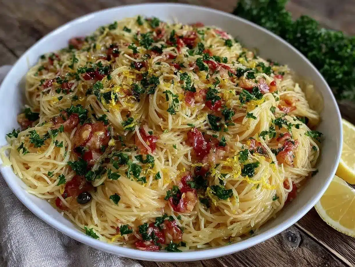 lemon capellini salad preparation steps