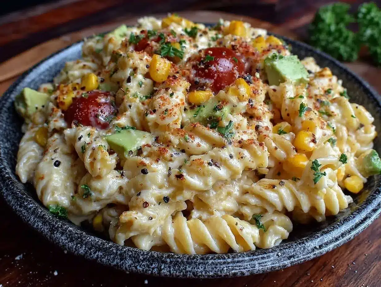 Mexican Street Corn Pasta Salad preparation steps