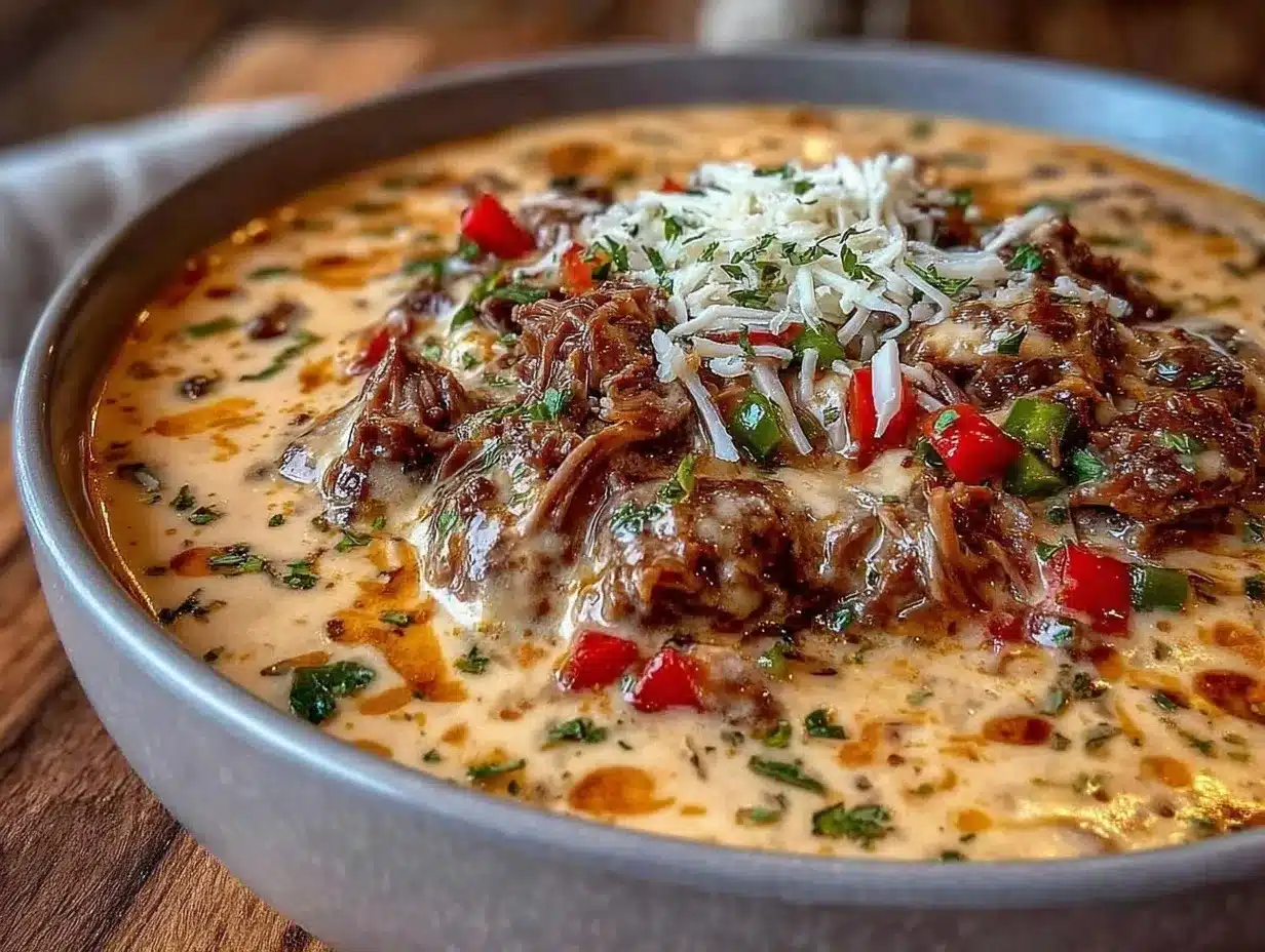 Philly Cheese Steak Soup preparation steps
