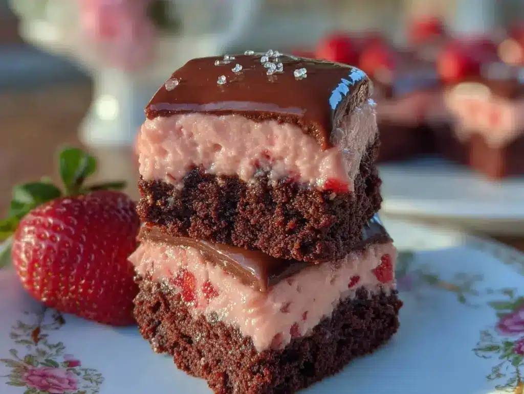 strawberry truffle brownies - featured image