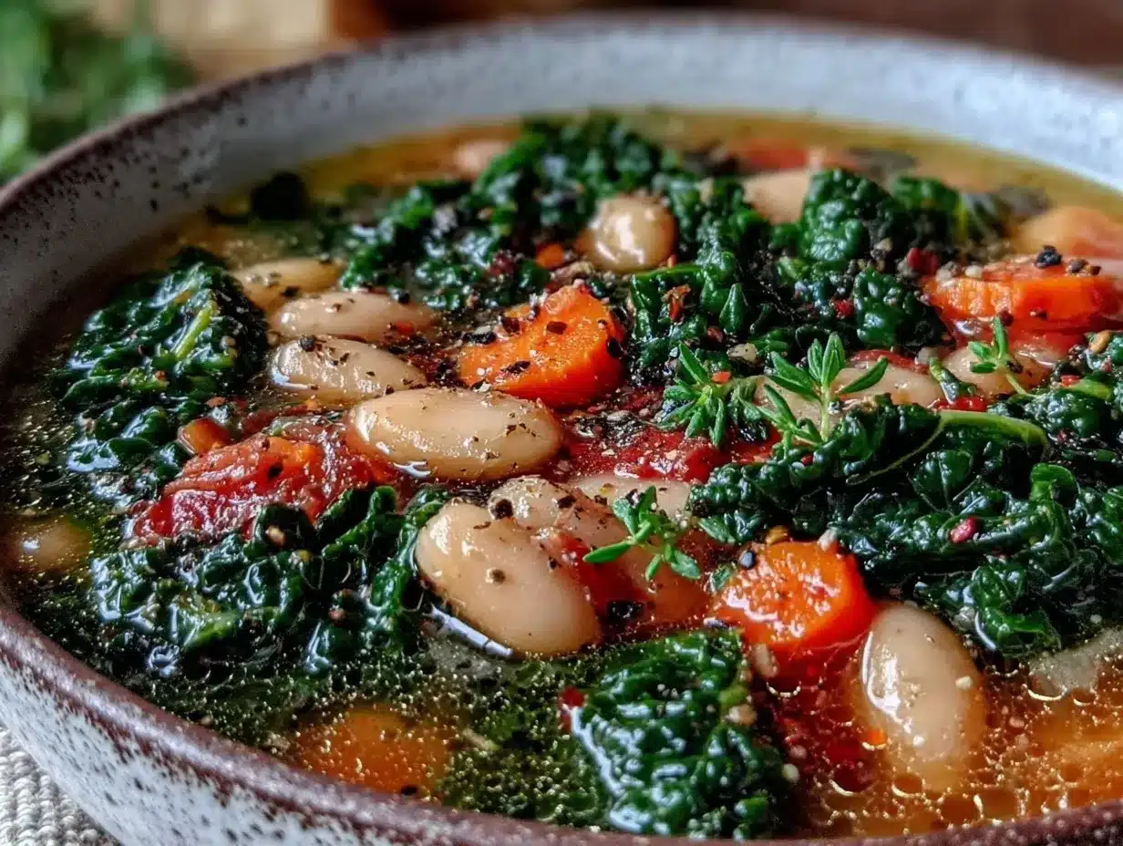 cozy hearty kale and white bean soup preparation steps