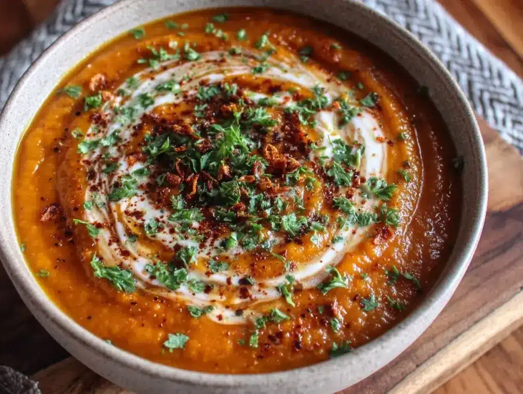 creamy ginger turmeric carrot soup - featured image