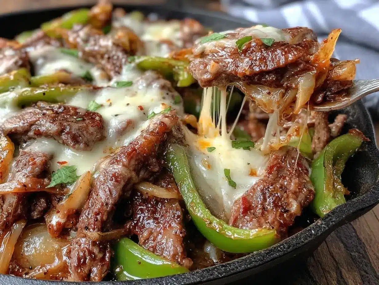 Creamy Keto Philly Cheesesteak Skillet preparation steps