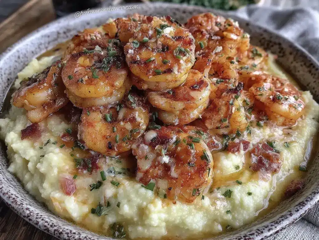creamy shrimp and cauliflower grits - featured image