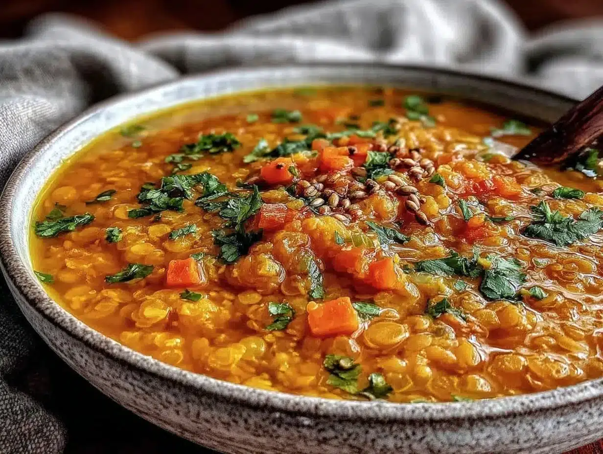 creamy turmeric red lentil soup preparation steps