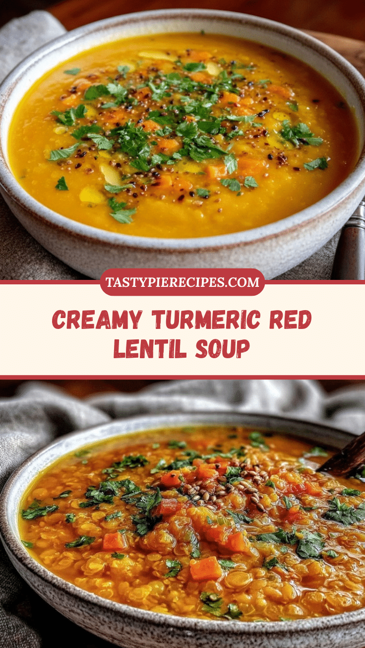 creamy turmeric red lentil soup recipe
