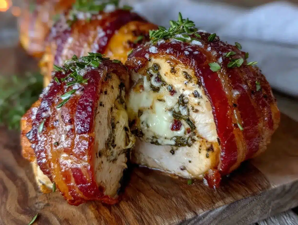 crispy bacon wrapped stuffed chicken breast preparation steps
