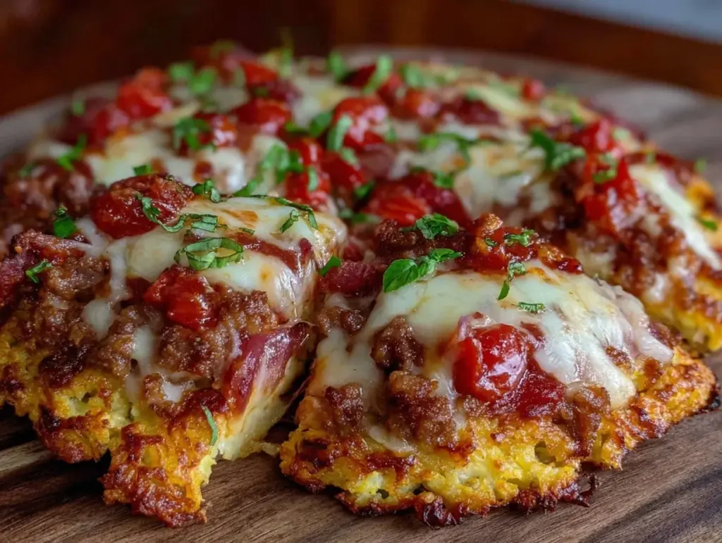 crispy cauliflower crust meat lovers pizza - featured image