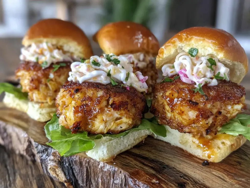 crispy crab cake sliders - featured image