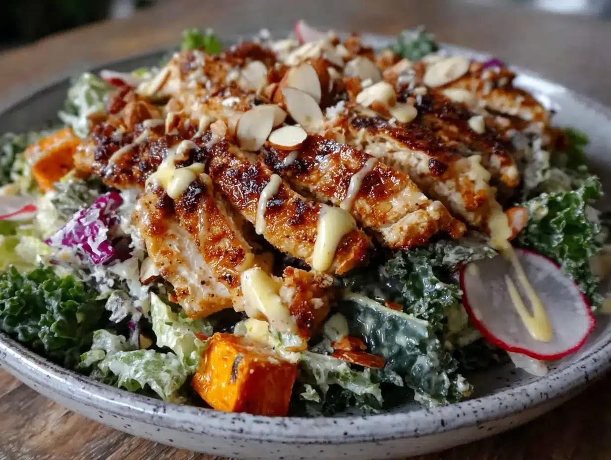 fresh grilled chicken kale salad preparation steps