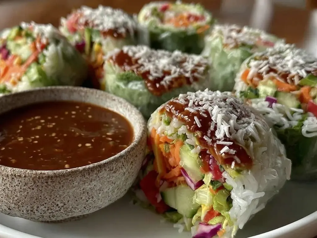fresh rainbow veggie spring rolls - featured image