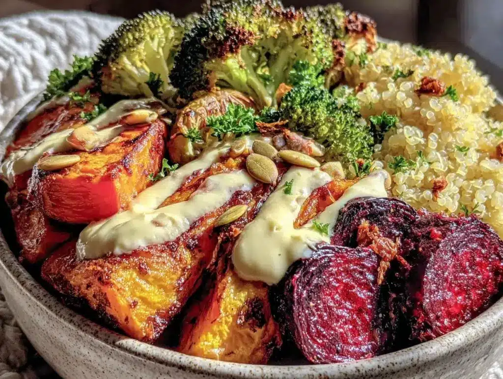 fresh roasted vegetable buddha bowl - featured image