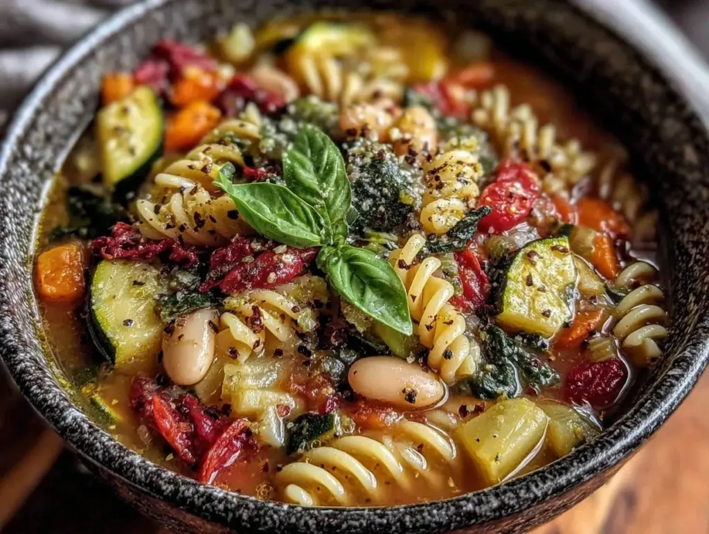 healthy vegetable minestrone soup - featured image