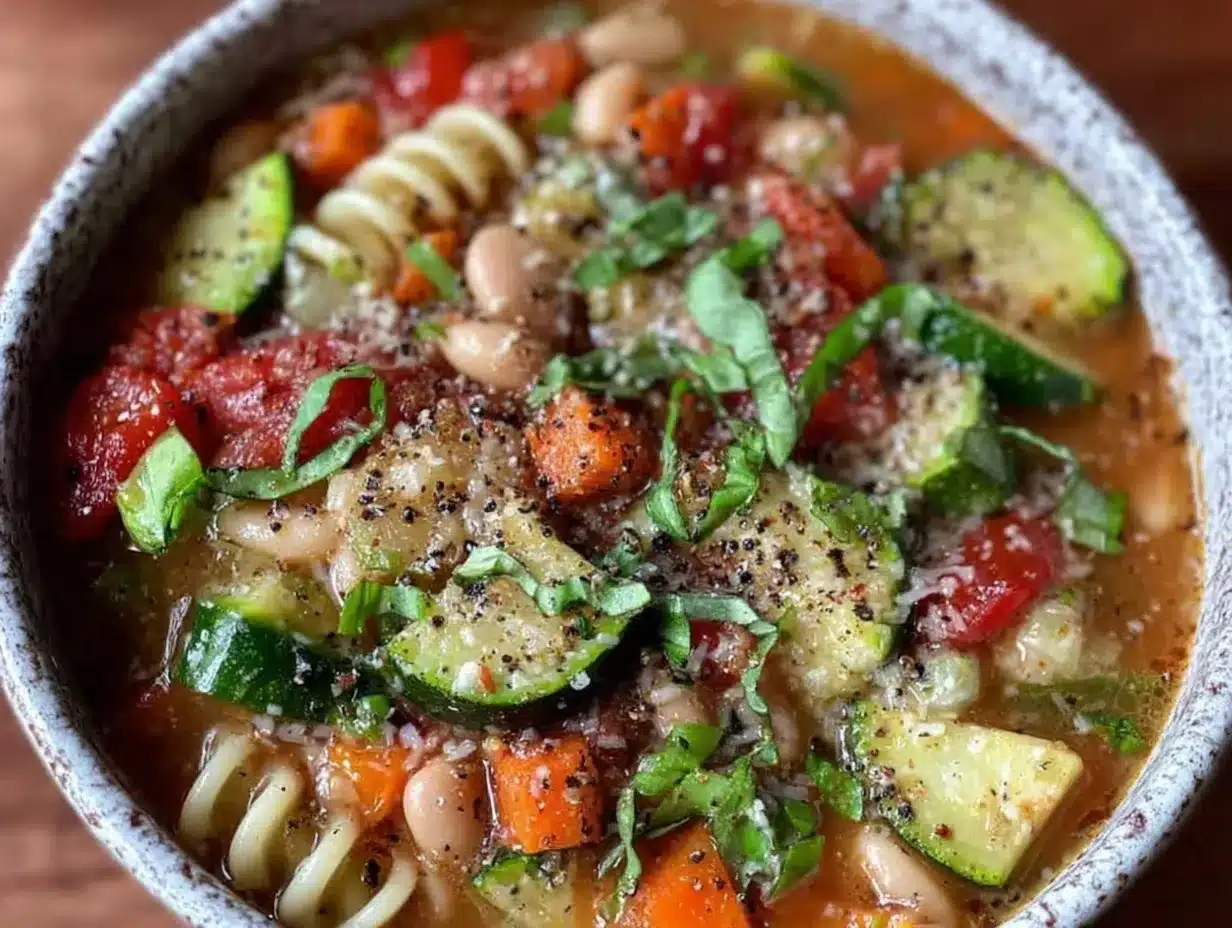 healthy vegetable minestrone soup preparation steps