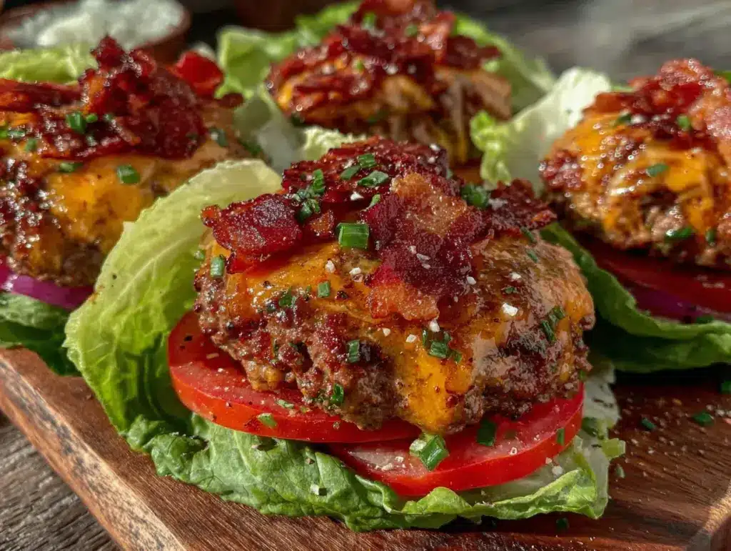 keto bacon cheeseburger lettuce wraps - featured image