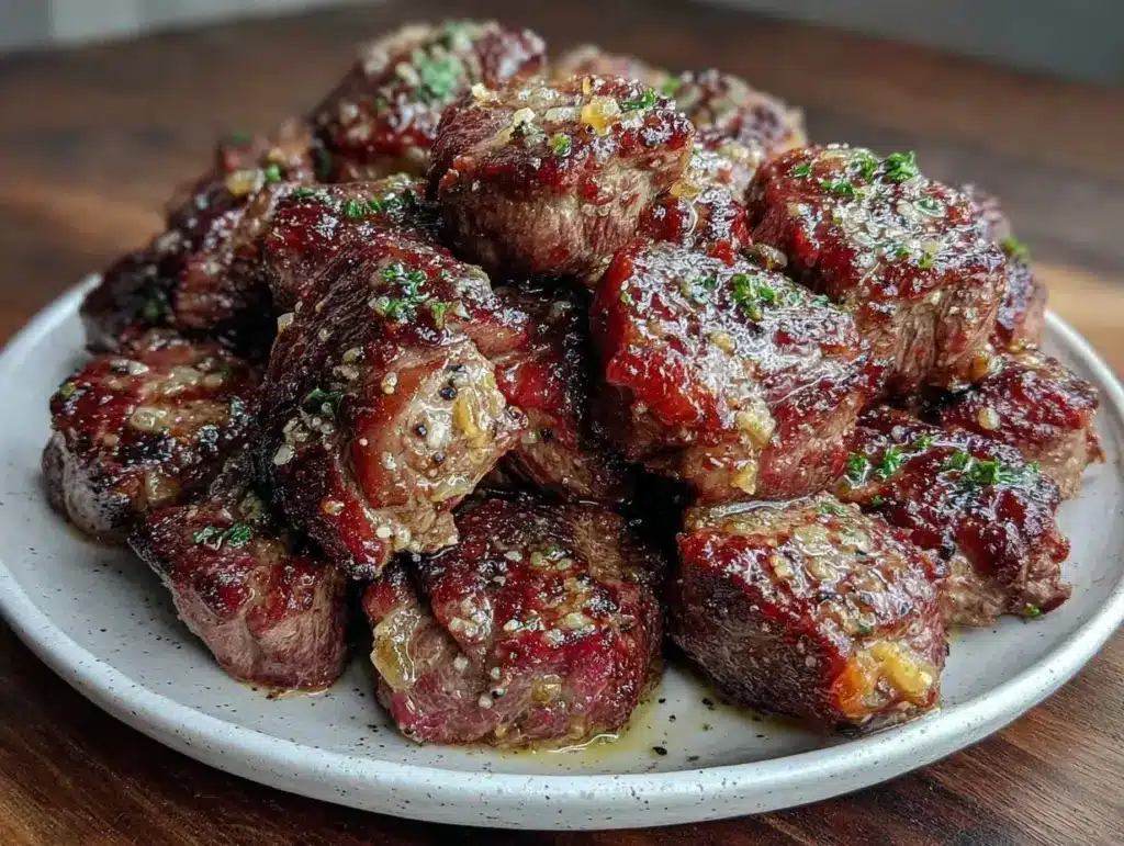 keto garlic butter steak bites - featured image