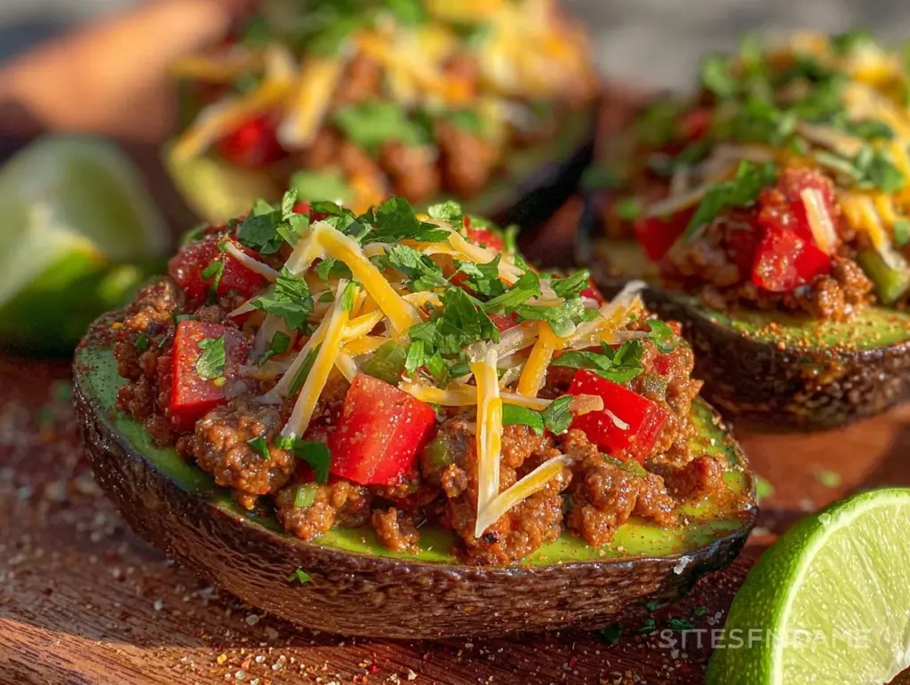 low carb taco stuffed avocados - featured image