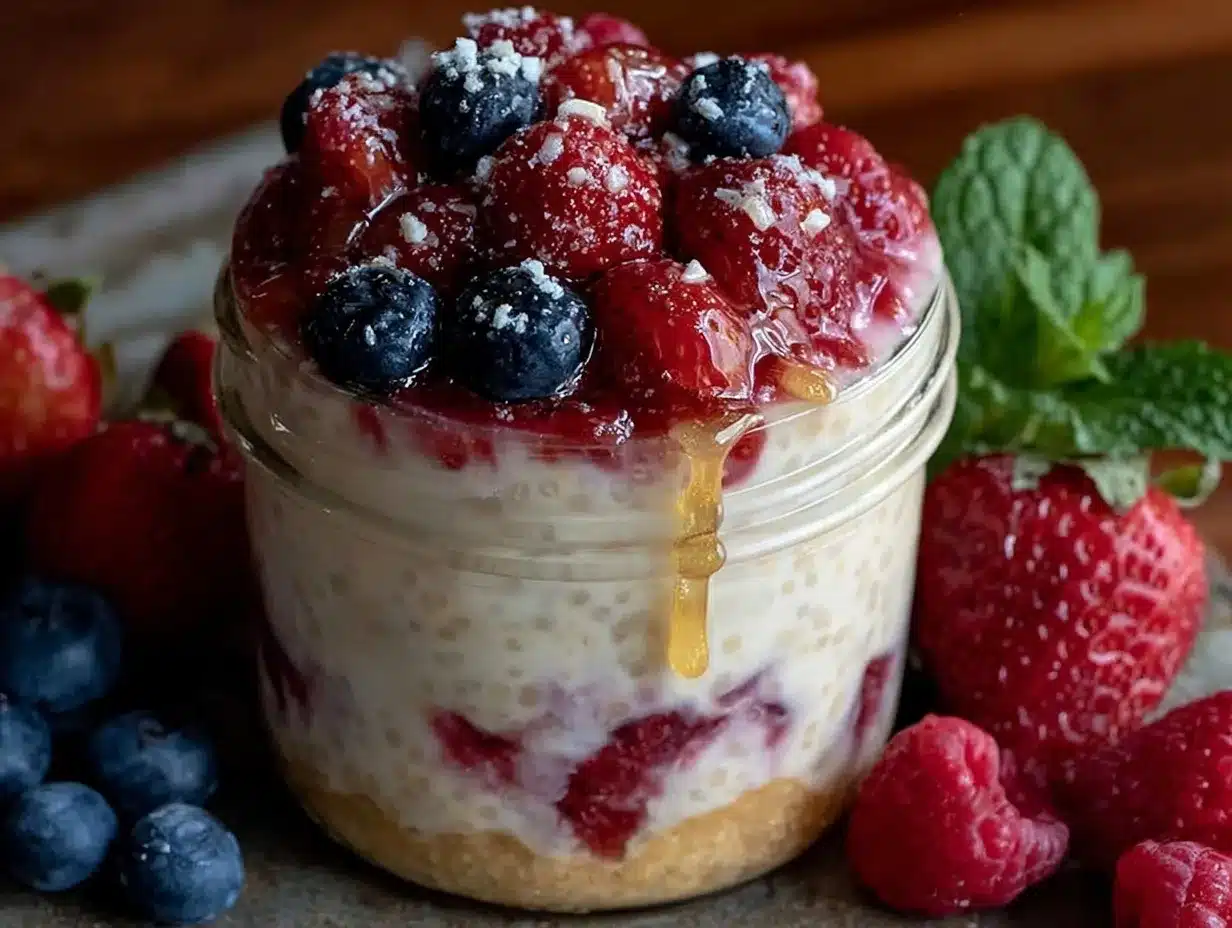 overnight chia pudding with berries preparation steps