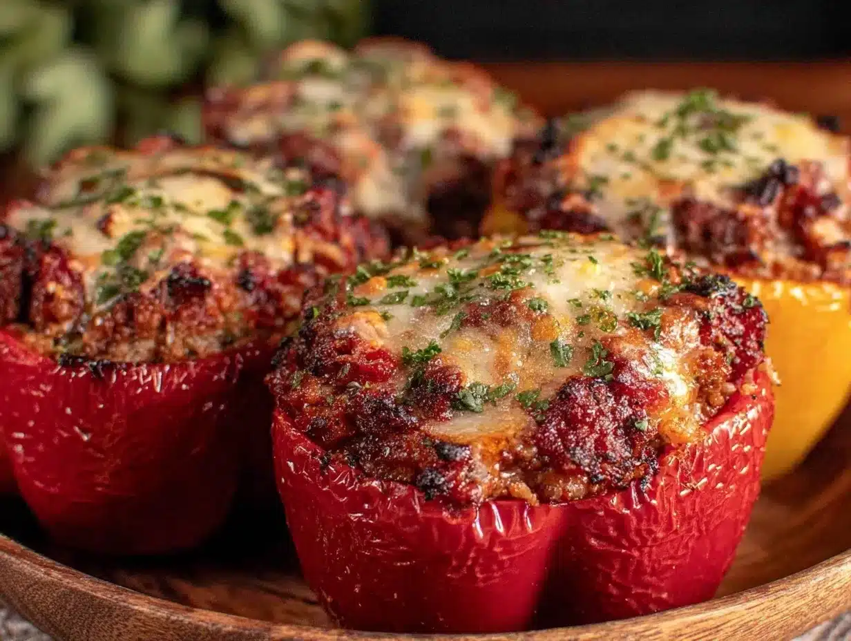 cheesy stuffed bell peppers with beef preparation steps