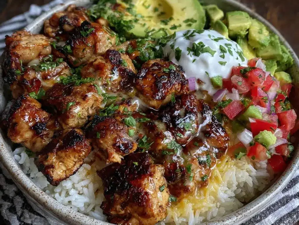 chicken and rice burrito bowls - featured image