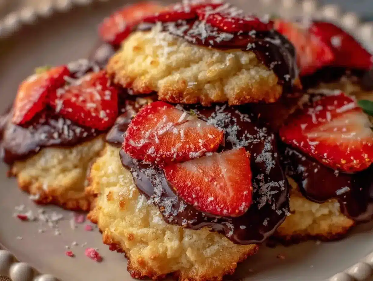 chocolate-dipped strawberry shortbread cookies preparation steps
